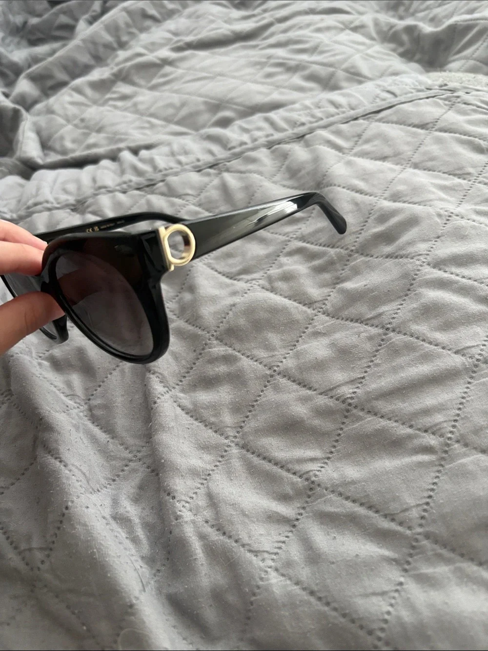 Salvatore Ferragamo Black Cat-Eye Sunglasses